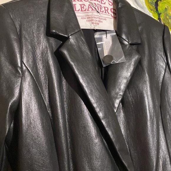 Alice + Olivia Kylie Faux Leather Blazer Dress Tuxedo Romper - Picture 9 of 16